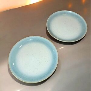 2 Baum Brothers Marina Light Blue speckled Salad Plates 8”